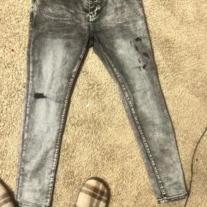Men's Distressed Black Skinny Jeans